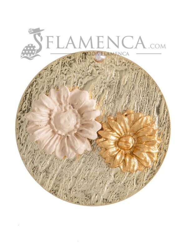 Broche de flamenca de porcelana beige y oro