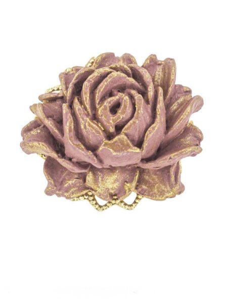 Broche de flamenca de porcelana burdeos con reflejos dorados - Imagen 1