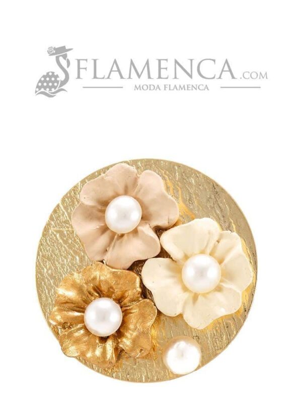 Broche de flamenca de porcelana en tonos beige degradé
