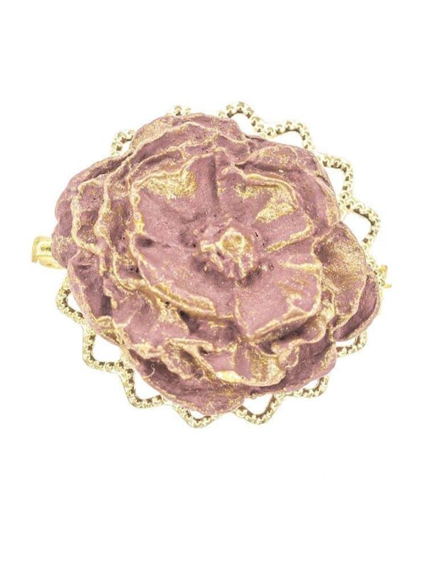 Broche de flamenca de porcelana lila antiguo con reflejos dorados