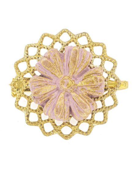 Broche de flamenca de porcelana malva pastel con reflejos dorados - Imagen 1