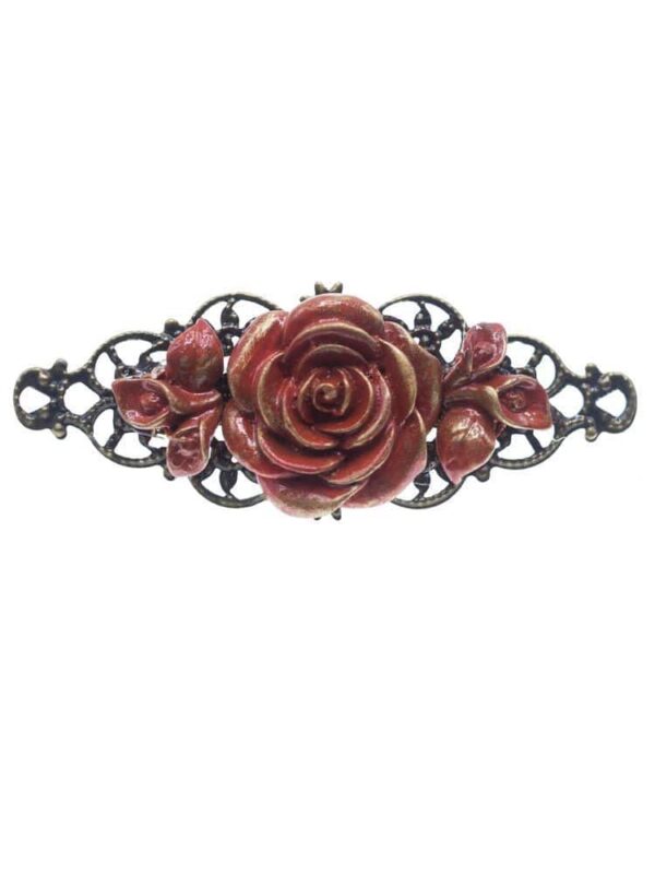 Broche de flamenca de resina coral con reflejos oro