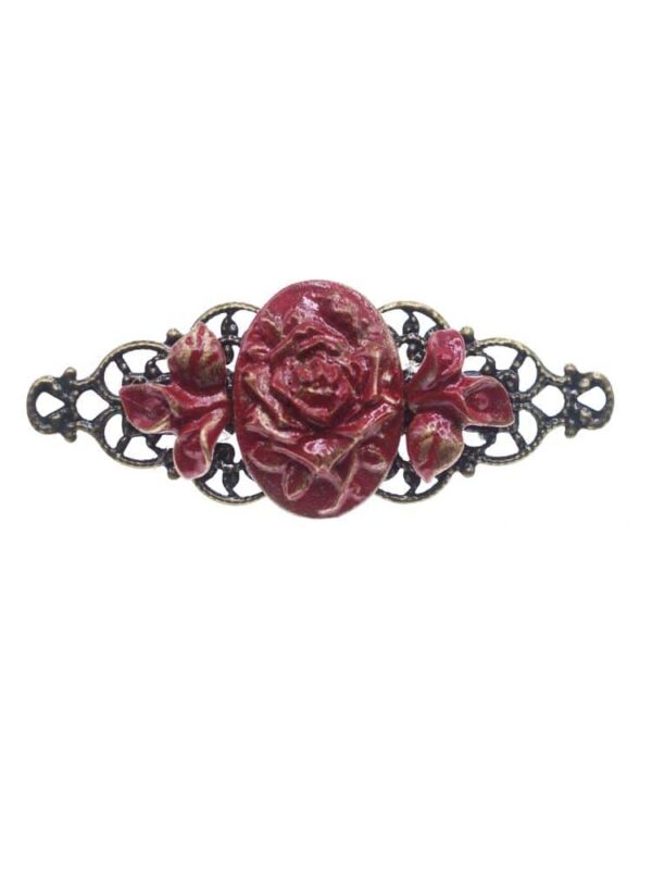 Broche de flamenca de resina rojo con reflejos oro