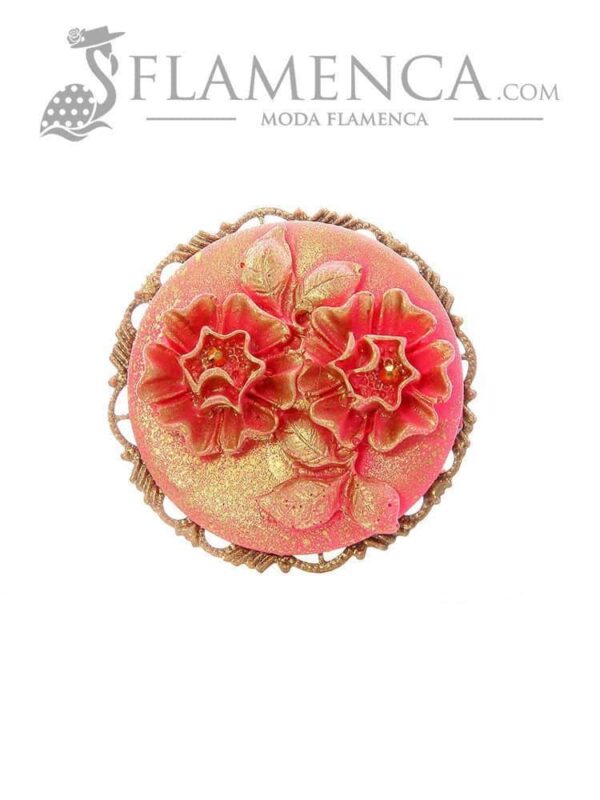 Broche de flamenca de resina fresa con reflejos oro