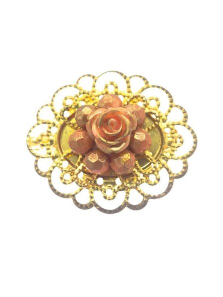 Broche de flamenca dorado con flor maquillaje - Imagen 1