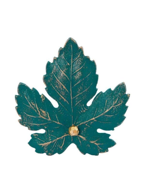 Broche de flamenca hoja pintada en verde botella con reflejos dorados