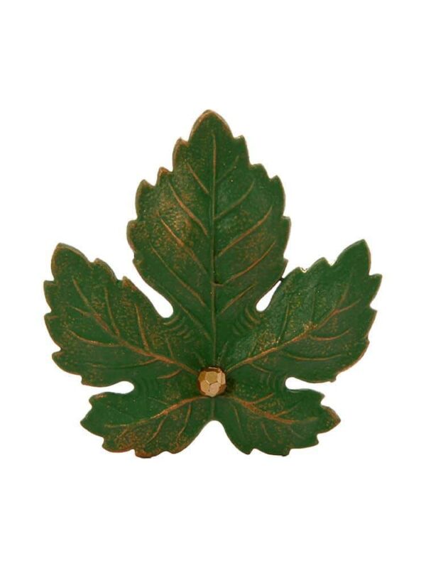 Broche de flamenca hoja pintada en verde pastel con reflejos dorados