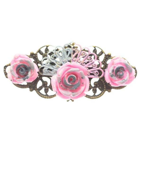 Broche de flamenca rosa bebé con reflejo gris