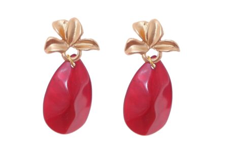Pendiente de flamenca de lágrima de piedra cristal color burdeos - Imagen 1