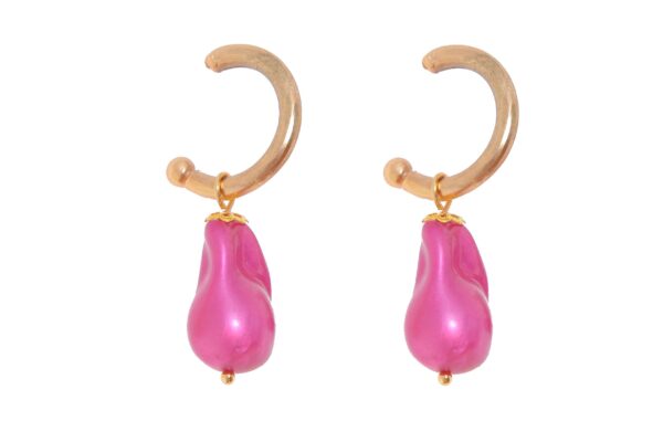 Aros pequeños piedra nácar rosa fresa
