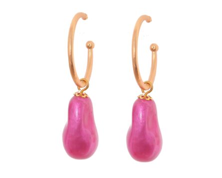 Aros piedra nácar rosa fresa - Imagen 1