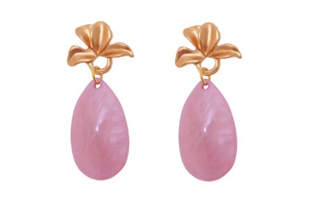Pendiente de flamenca de lágrima de piedra cristal color lila con cabezal de hojas - Imagen 1