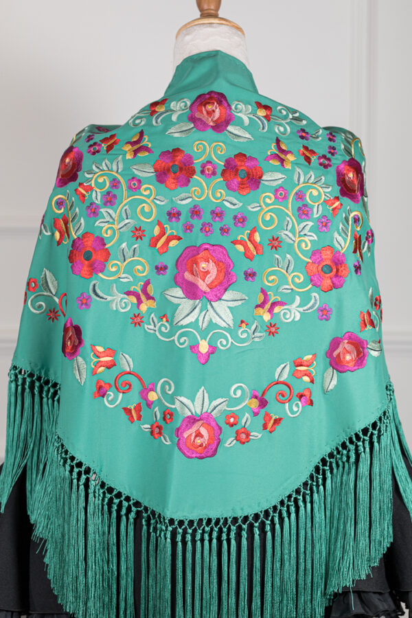 Mantón Rubí Verde Agua