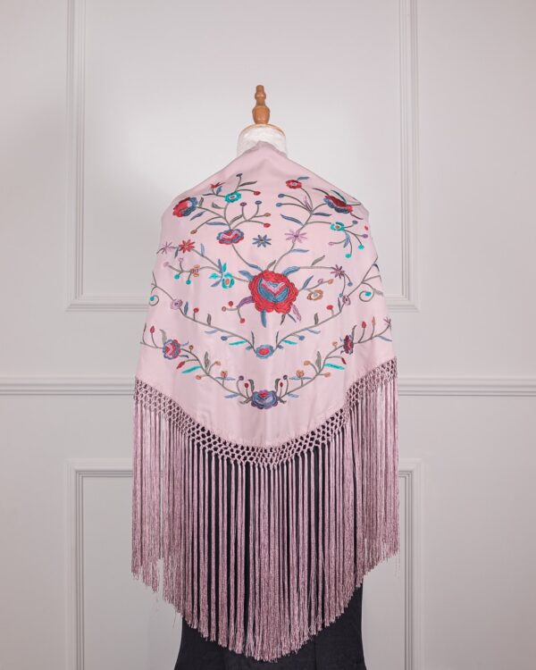Mantón Alma rosa bebé