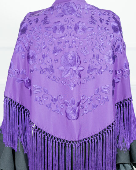 Mantón Rubí Violeta bordado en su tono - Imagen 2
