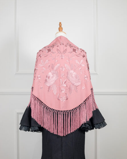 Mantón Amara Rosa lila bordado en su tono - Imagen 3