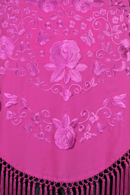 Mantón Rubí Fucsia bordado en su tono - Imagen 3