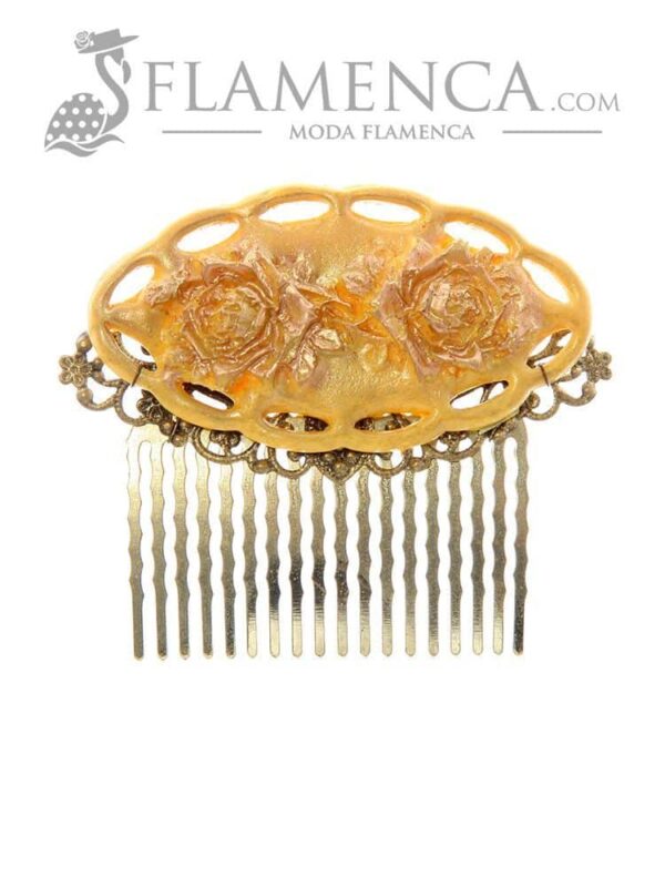 Peinecillo de flamenca amarillo con reflejos oro