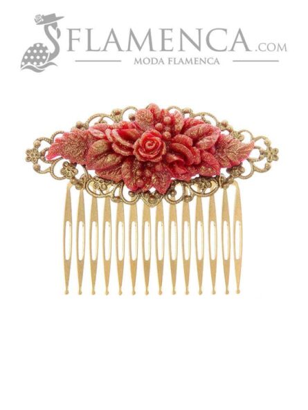 Peinecillo de flamenca buganvilla con reflejos oro - Imagen 1