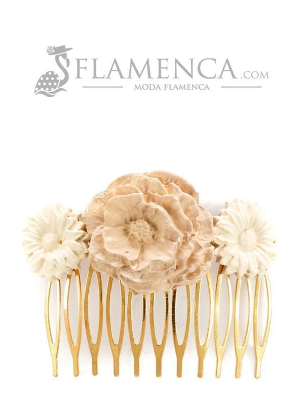 Peinecillo de flamenca de porcelana en tonos beige degradé