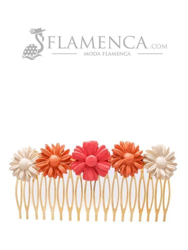 Peinecillo de flamenca de porcelana en tonos corales degradé