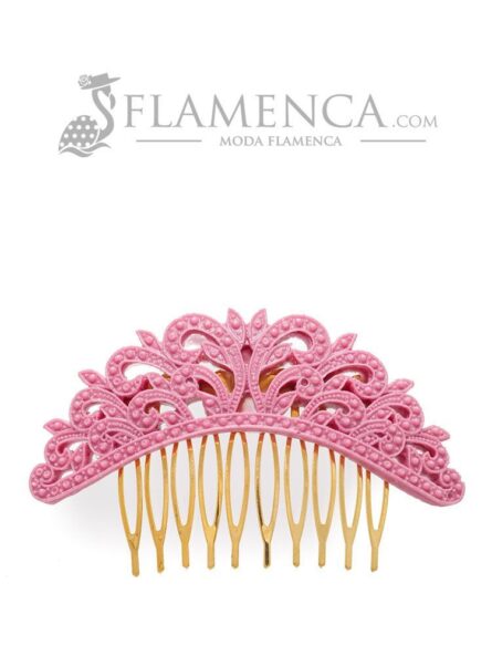 Peinecillo de flamenca de resina malva antiguo - Imagen 1