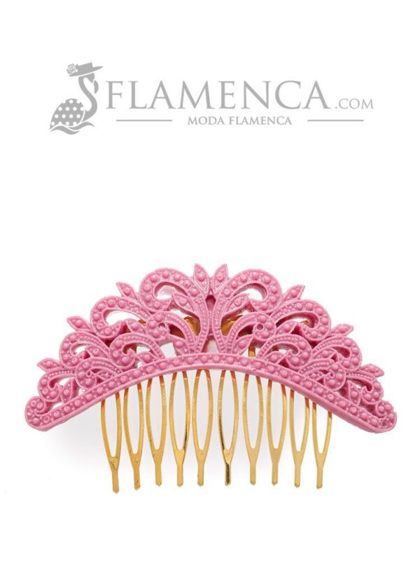 Peinecillo de flamenca de resina malva antiguo