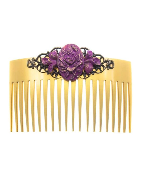 Peinecillo de flamenca de resina morada con reflejos dorados