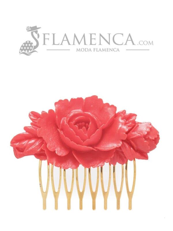 Peinecillo de flamenca de resina rojo