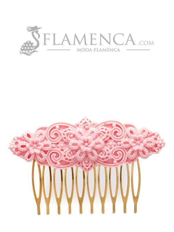 Peinecillo de flamenca de resina rosa bebé