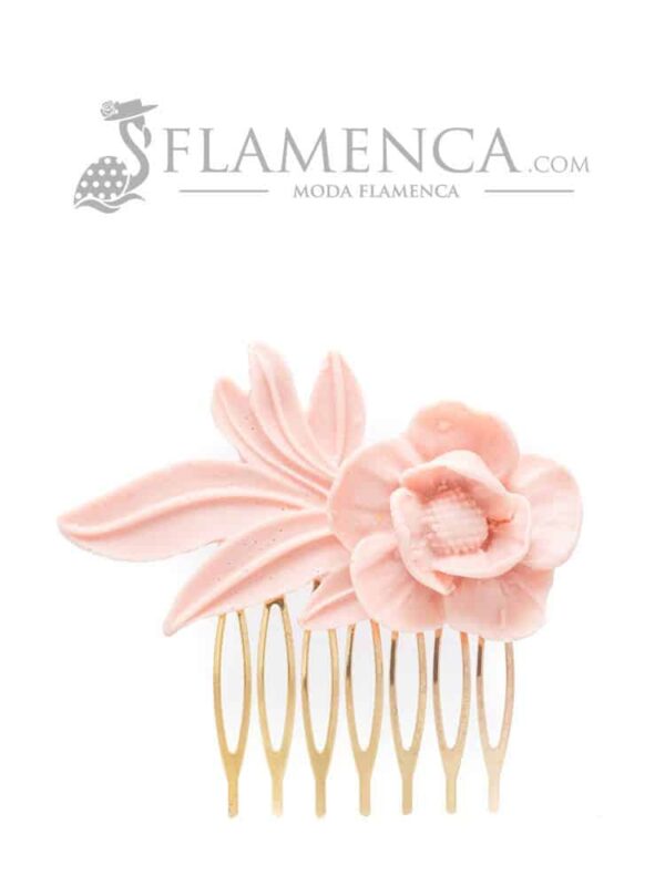 Peinecillo de flamenca de resina rosa palo