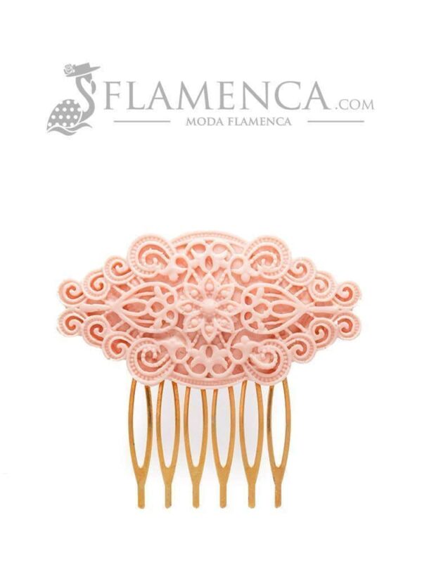 Peinecillo de flamenca de resina rosa palo