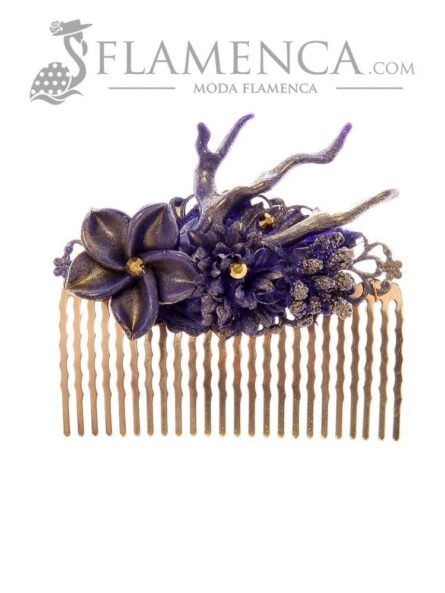 Peinecillo de flamenca morado con reflejos oro - Imagen 1