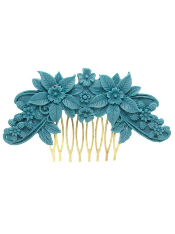 Peinecillo de flamenca resina floral color cyan