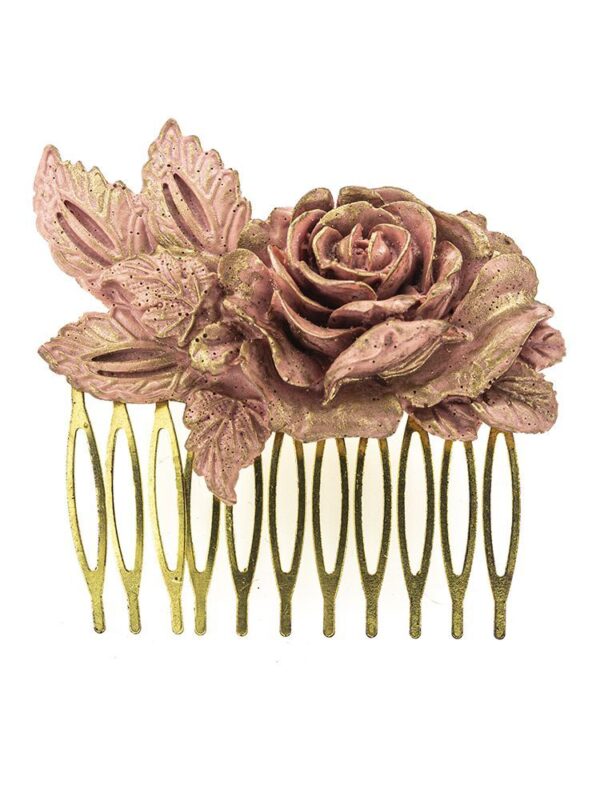 Peinecillo de flamenca rosa con reflejos dorados