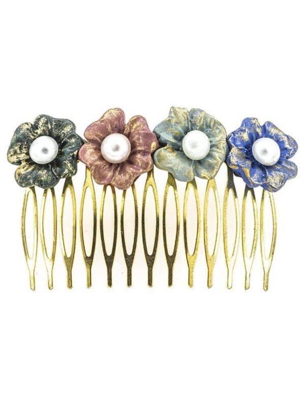 Peinecillo de porcelana multicolor degradé con reflejos dorados