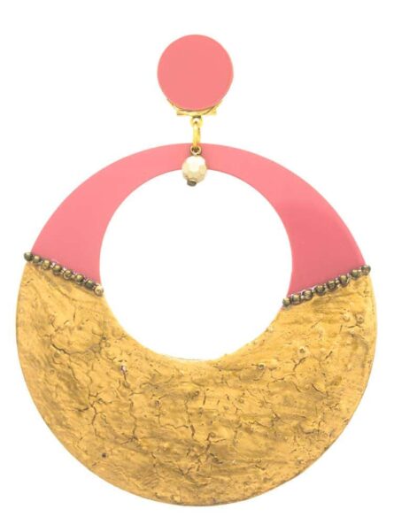 Pendiente de flamenca aro en tono maquillaje y dorado craqueado - Imagen 2