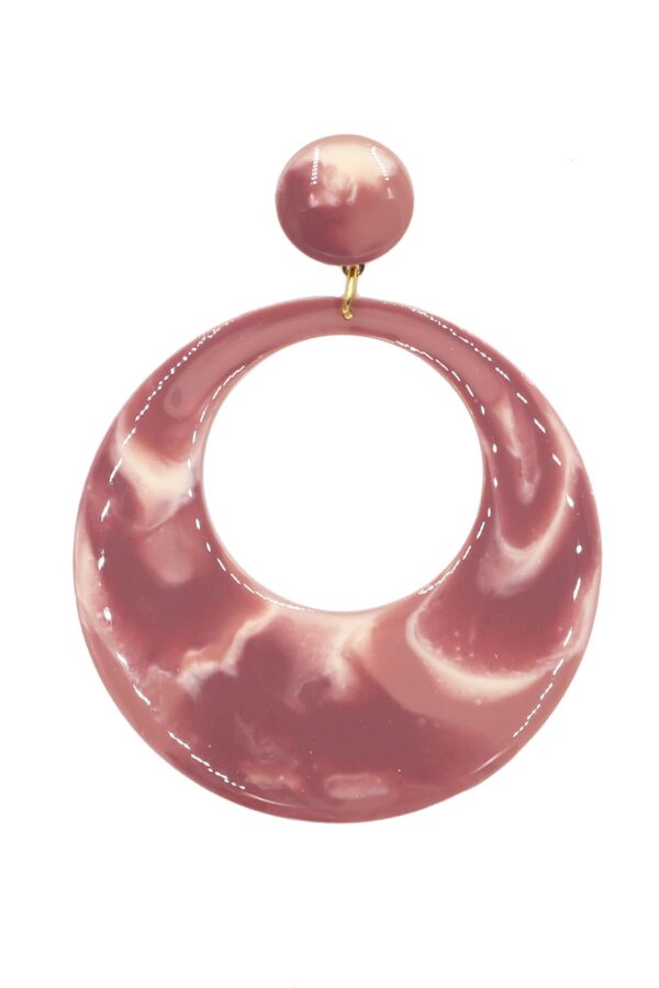 Pendiente de flamenca aro esmaltado color rosa maquillaje