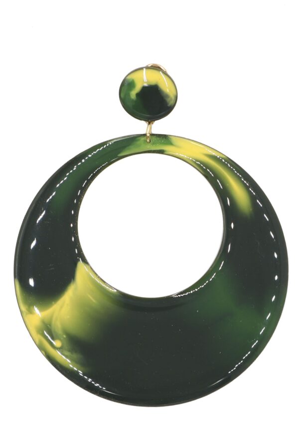Pendiente de flamenca aro grande esmaltado color verde botella
