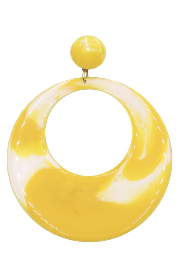 Pendiente de flamenca aro grande esmaltado color amarillo y blanco