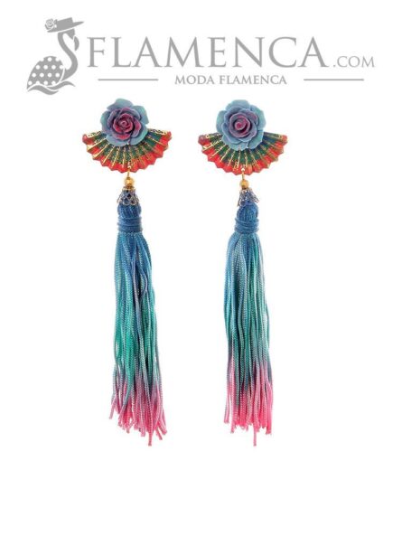 Pendiente de flamenca coral con reflejos oro - Imagen 2