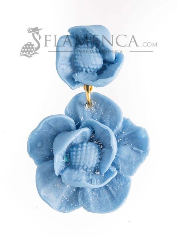 Pendiente de flamenca de resina azul ducado