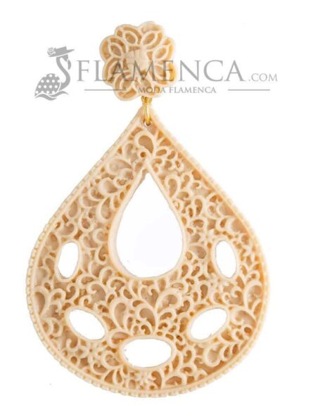 Pendiente de flamenca de resina beige - Imagen 2