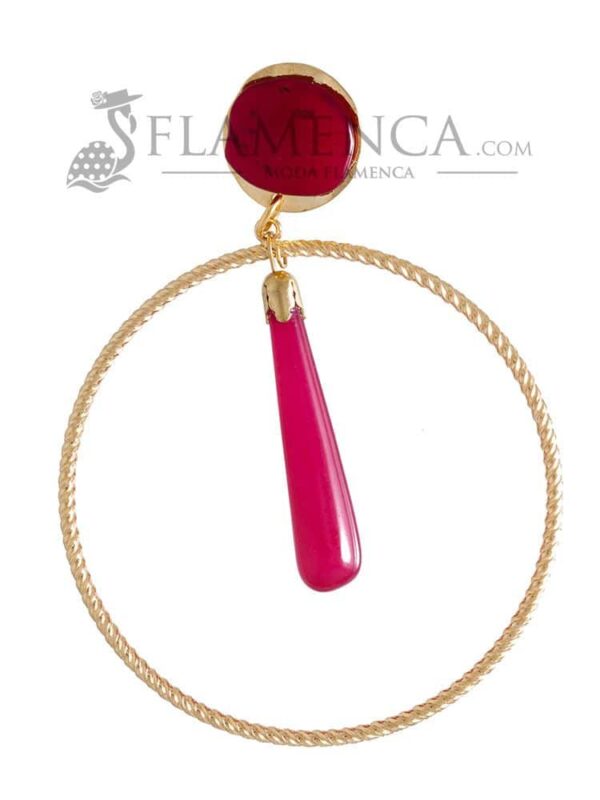 Pendiente de flamenca de resina cristal buganvilla