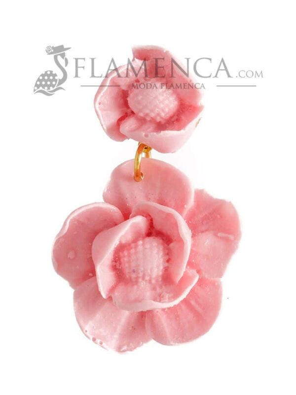 Pendiente de flamenca de resina rosa