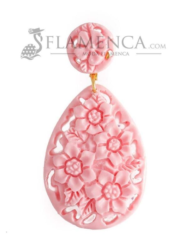 Pendiente de flamenca de resina rosa bebé