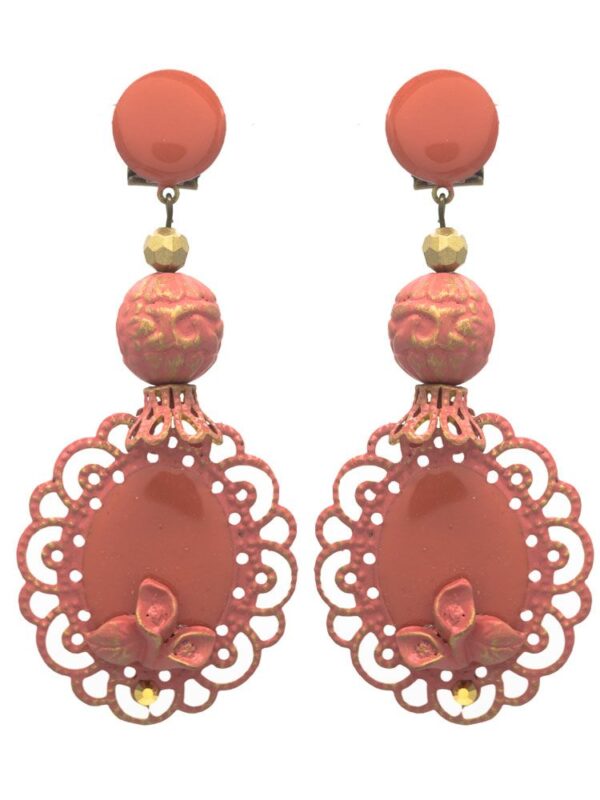 Pendiente de flamenca esmaltado maquillaje con reflejos dorados