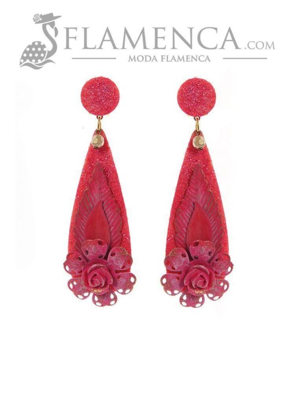 Pendiente de flamenca fucsia