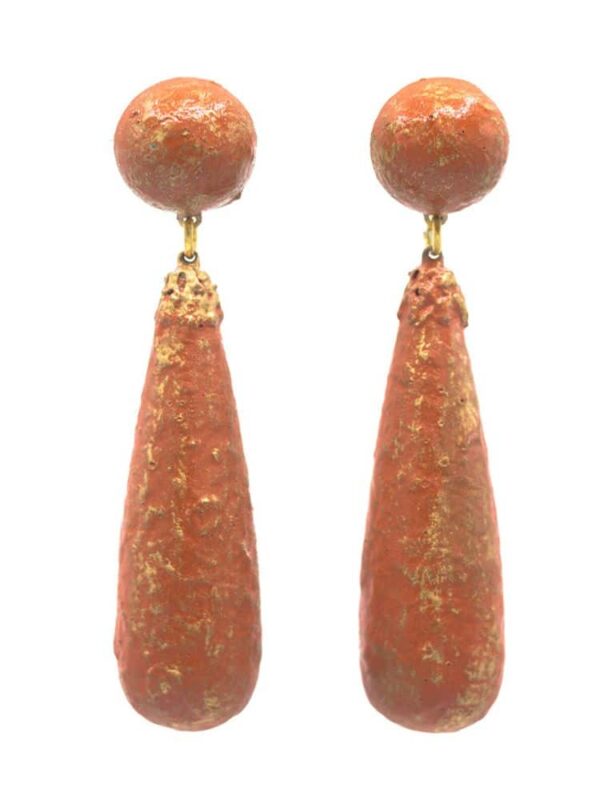 Pendiente de flamenca lágrima craquelada coral viejo