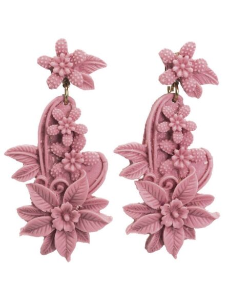 Pendiente de flamenca resina floral color lila - Imagen 1